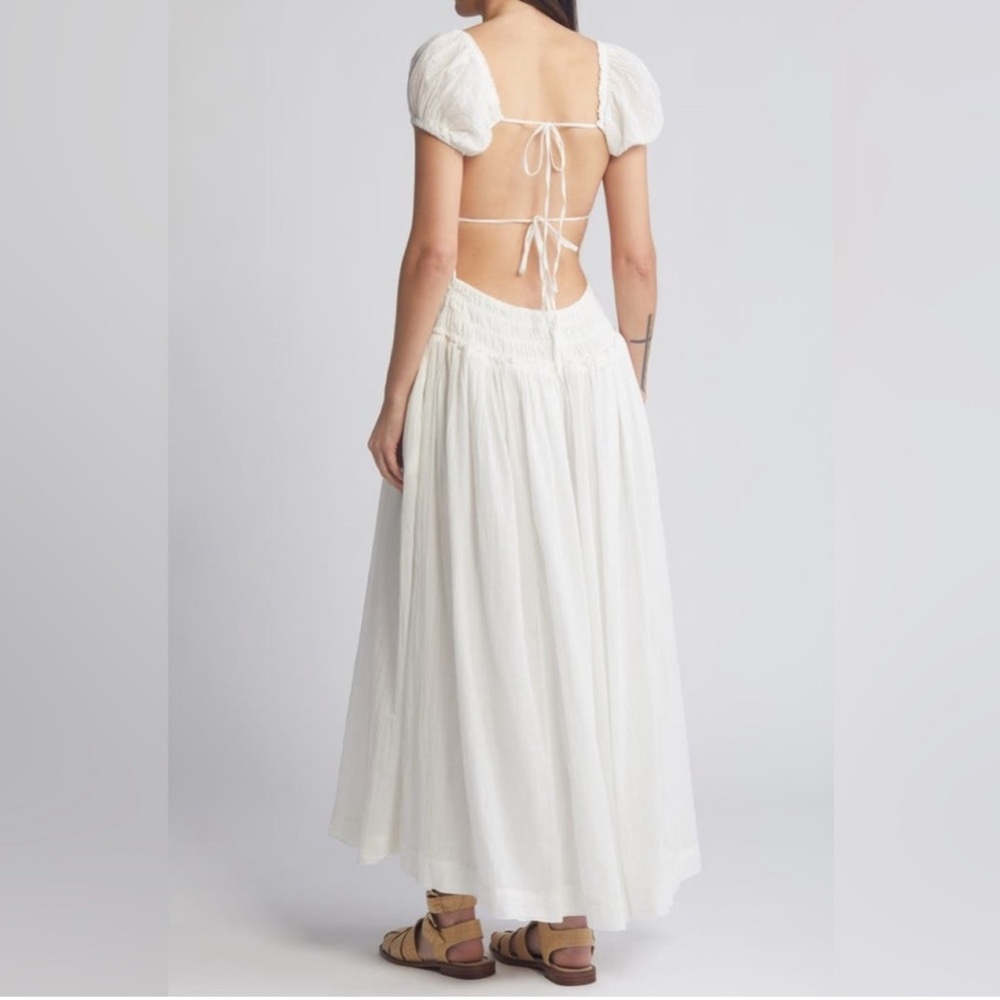 FREE PEOPLE Short Sleeve Sundrenched Maxi Dress in Whisper White Size Medium - Picture 3 of 5